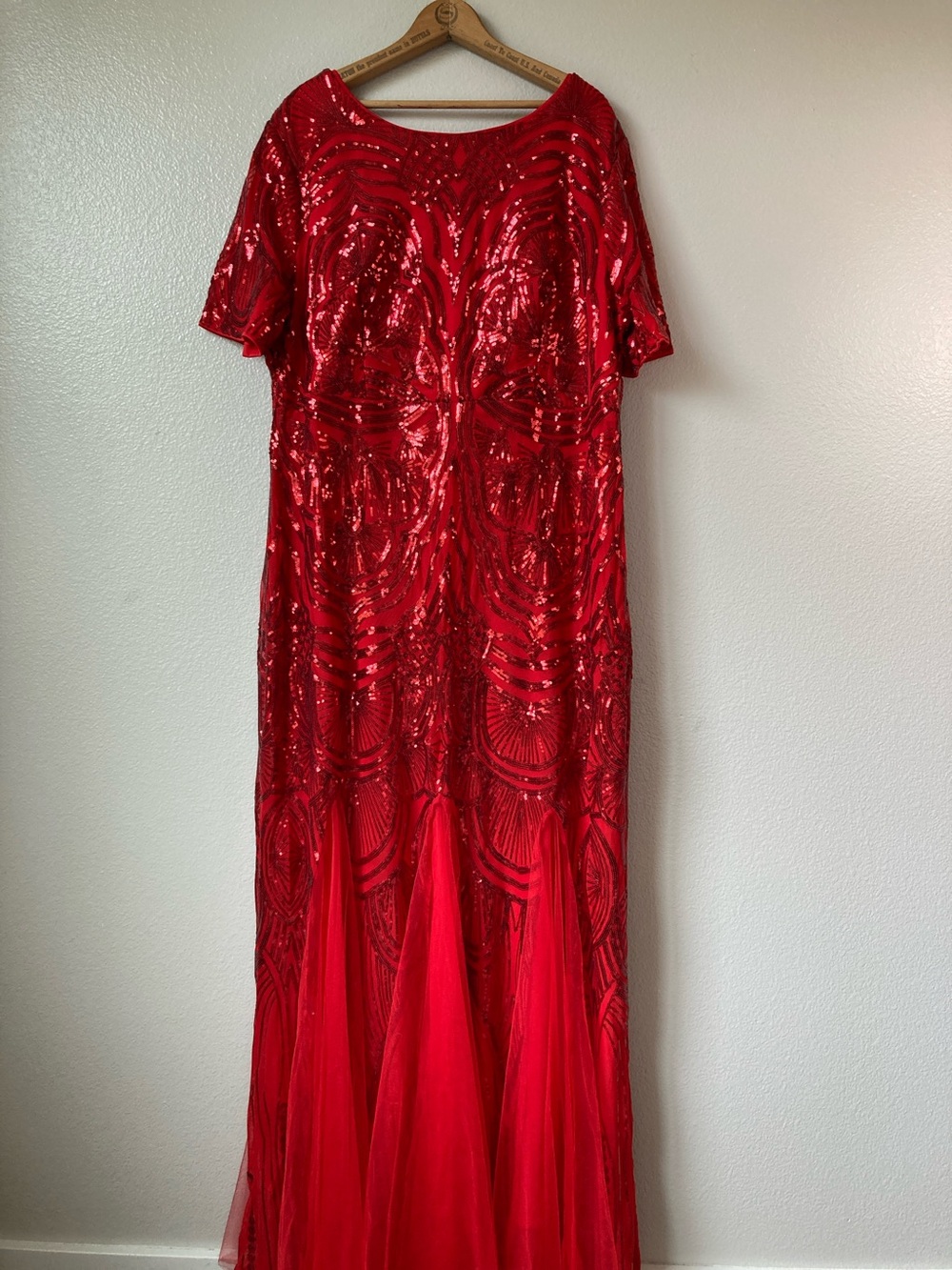 Faeriesty sequin trumpet mermaid hem tulle gown maxi evening dress sz 2X est